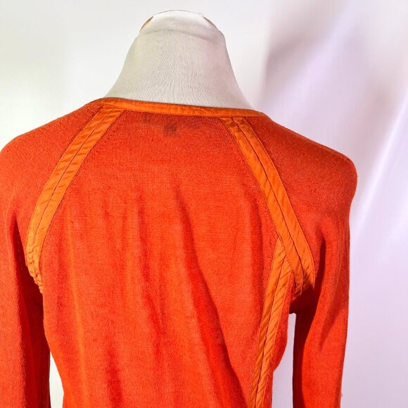 Lafayette 148 Size M Thin Knit Cardigan Orange Linen Blend - Picture 10 of 16